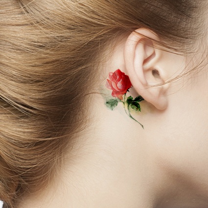 watercolor-rose-tattoo-behind-ear